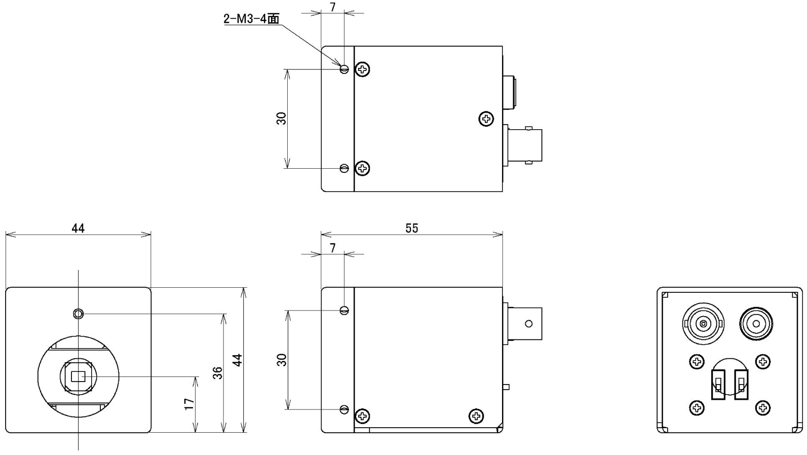 ウェルドビジョン 自動遮光フルハイビジョン溶接カラーカメラ「WV-2500」サイズ
